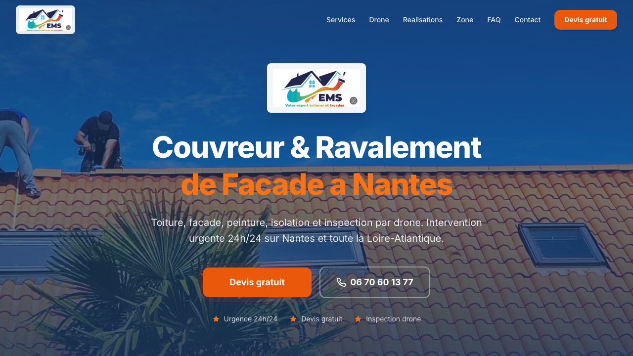 Capture d'écran du site EMS Façade