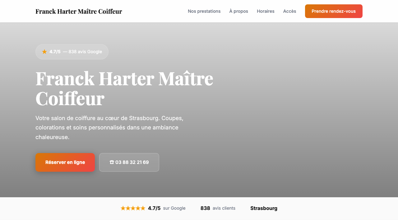 Capture d'écran du site Franck Harter