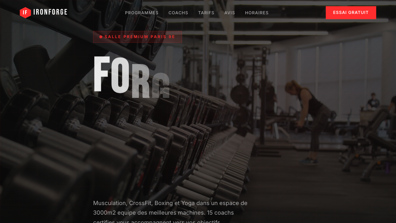 Capture d'écran du site IRONFORGE Fitness